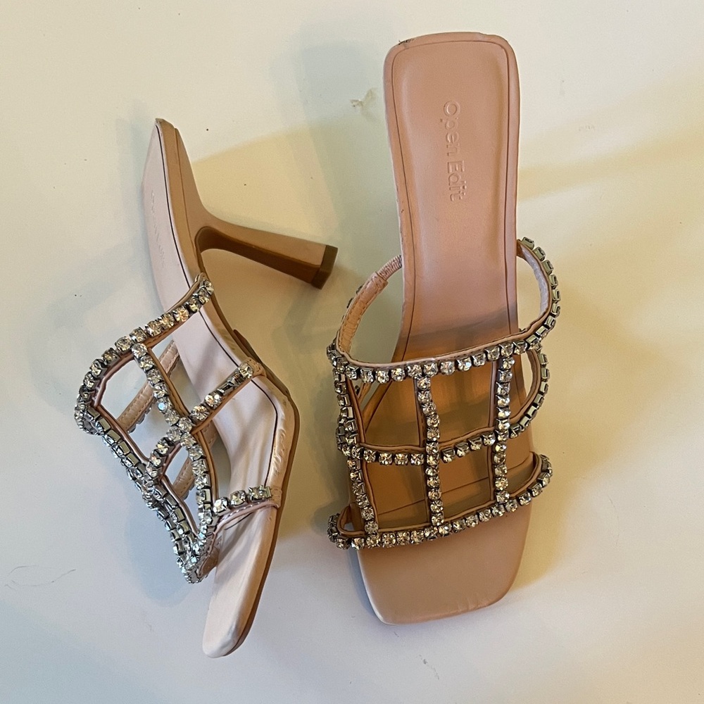 Open Edit  Crystal Grid Slide 3”heels LIKE NEW CONDITION